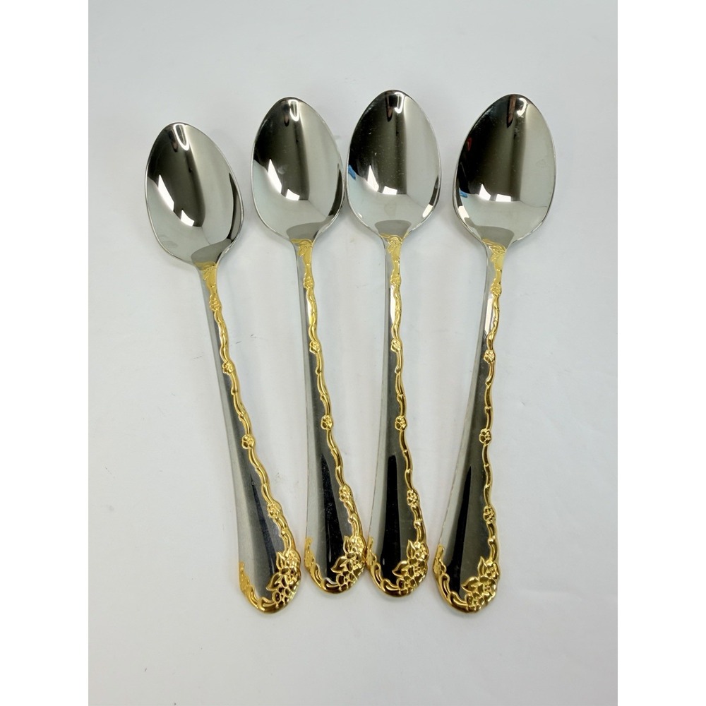 Oneida Community Teaspoons GOLDEN BELLE ROSE Lot Of 4 Stainless Flatware #2